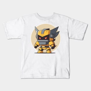 Colourful Japanese ninja warrior mech robot modern kawaii style illustration Kids T-Shirt